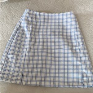 Brandy Melville Gingham Plaid Blue White skirt